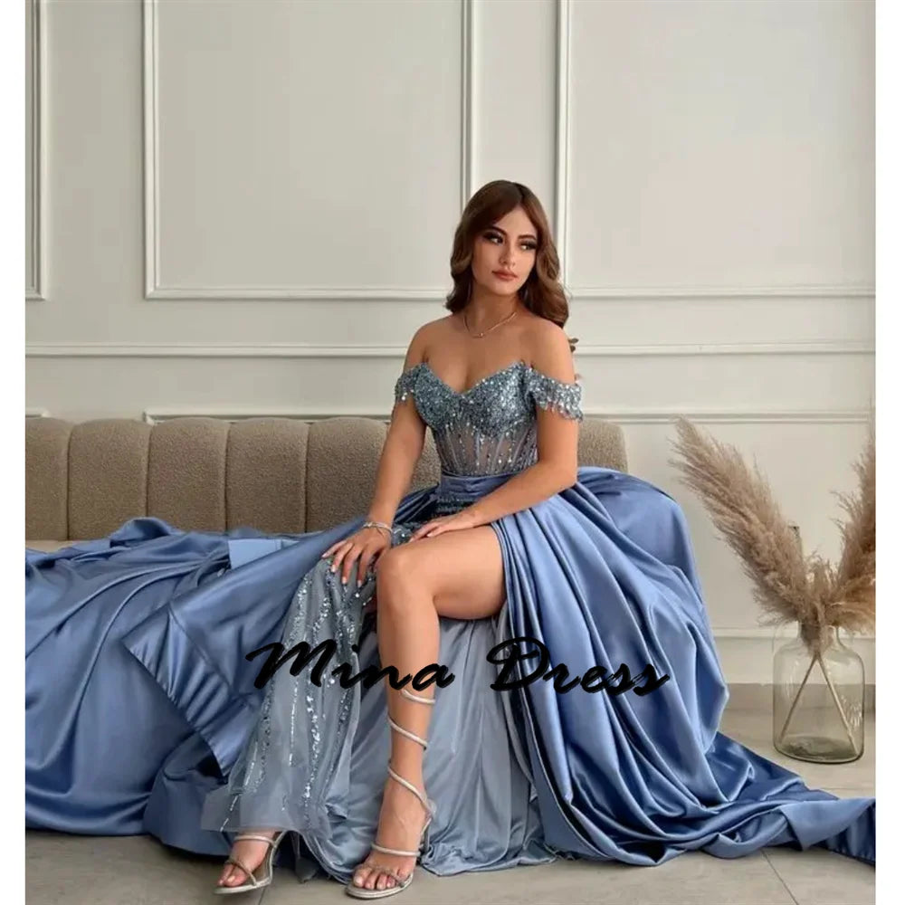 Strapless Elegant Party Dresses Woman Sequins Sleeveless Luxurious Women's Evening Dresses for Special Occasions Removable Dress