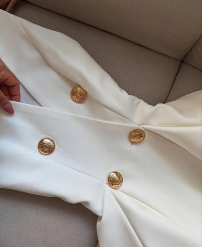 Women Elegant Sexy Deep V-neck Luxury Slim Dress Black White Button Mini Short Dresses Satin Evening Dress Summer Pleated Skirt