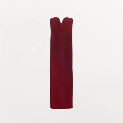 Burgundy Velvet Strapless Maxi Dress Sweetheart Neckline Side Zipper Bodycon 2025 Evening Elegant Women Dresses Party Lady Gown