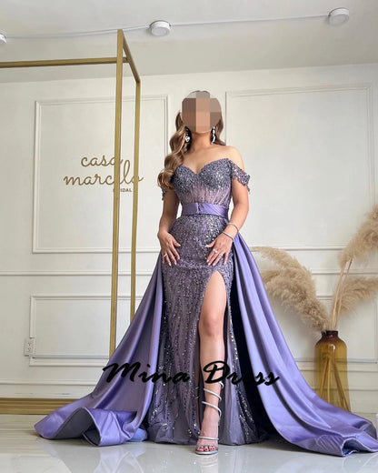 Strapless Elegant Party Dresses Woman Sequins Sleeveless Luxurious Women's Evening Dresses for Special Occasions Removable Dress