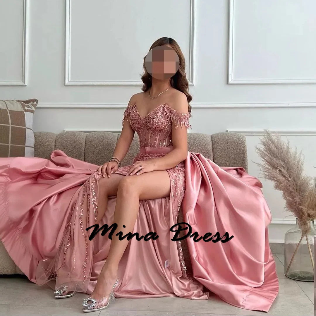 Strapless Elegant Party Dresses Woman Sequins Sleeveless Luxurious Women's Evening Dresses for Special Occasions Removable Dress